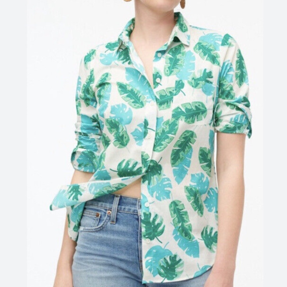 J. Crew Factory Palm‎ Print Button Up Shirt